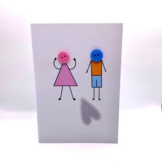 Male & Female, Shadow Heart, Plain- Valentines Card