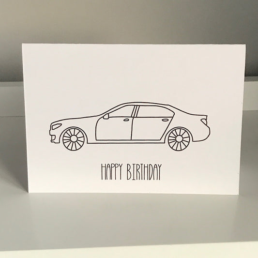 Car Outline - Happy Birthday Card