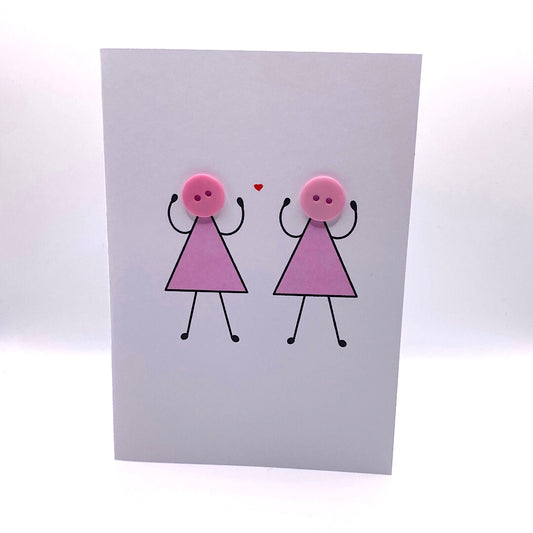 Female & Female, Little Heart, Plain - Valentines Card