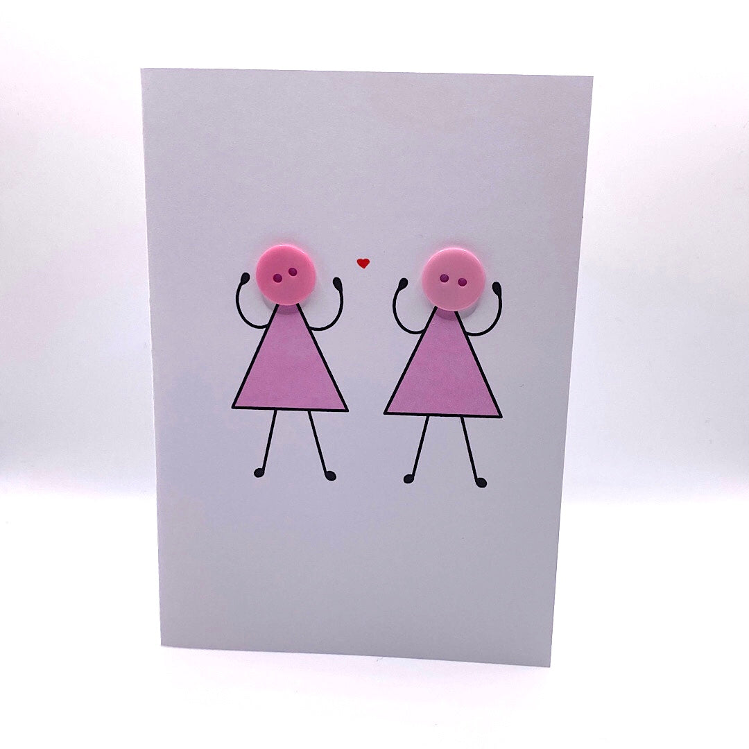 Female & Female, Little Heart, Plain - Valentines Card