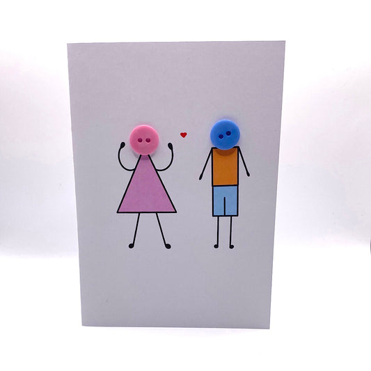 Male & Female, Little Heart, Plain - Valentines Card