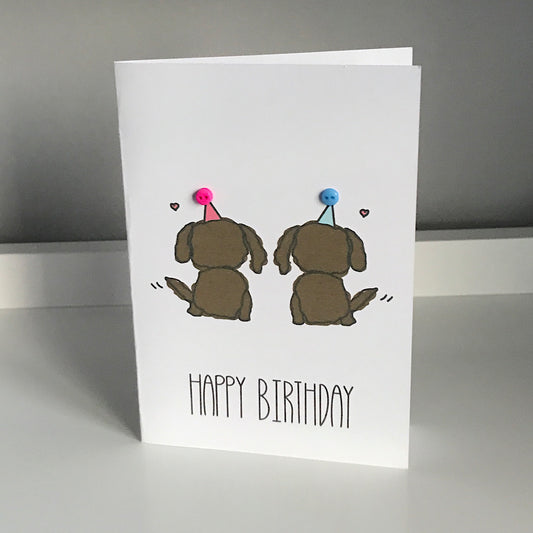 2 Small Dogs - Happy Birthday Card