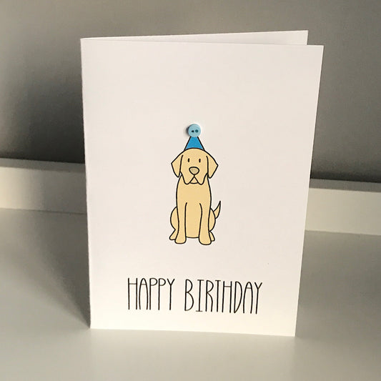 Blonde Dog - Happy Birthday Card