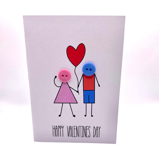 Male & Female, Heart Balloon- Valentines Card
