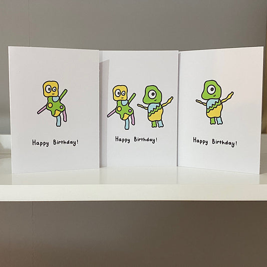 Squiggly Monsters- Happy Birthday Card