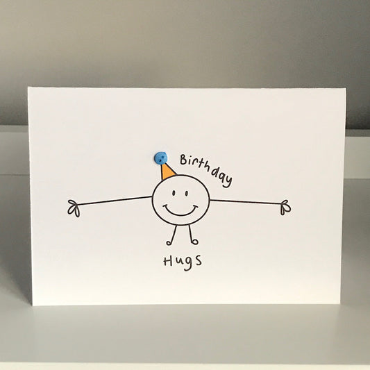Birthday Hugs Smiley Guy - Happy Birthday Card
